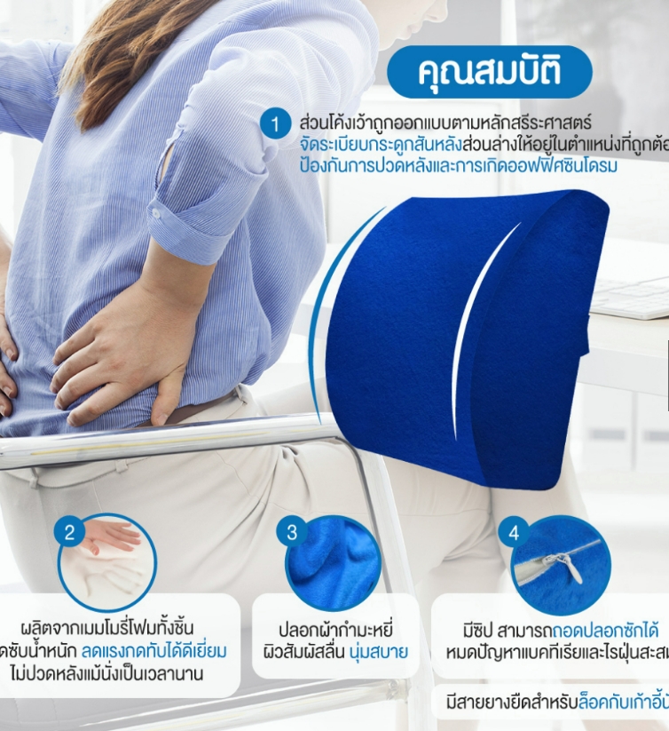NEALMALL เบาะรองหลัง เบาะรองนั่ง เบาะรองนั่งเก้าอี้ทํางาน เมมโมรี่โฟมแท้ 100% ลดอาการปวดเมื่อย เซ็ตนี้ขายดีตลอดกาล